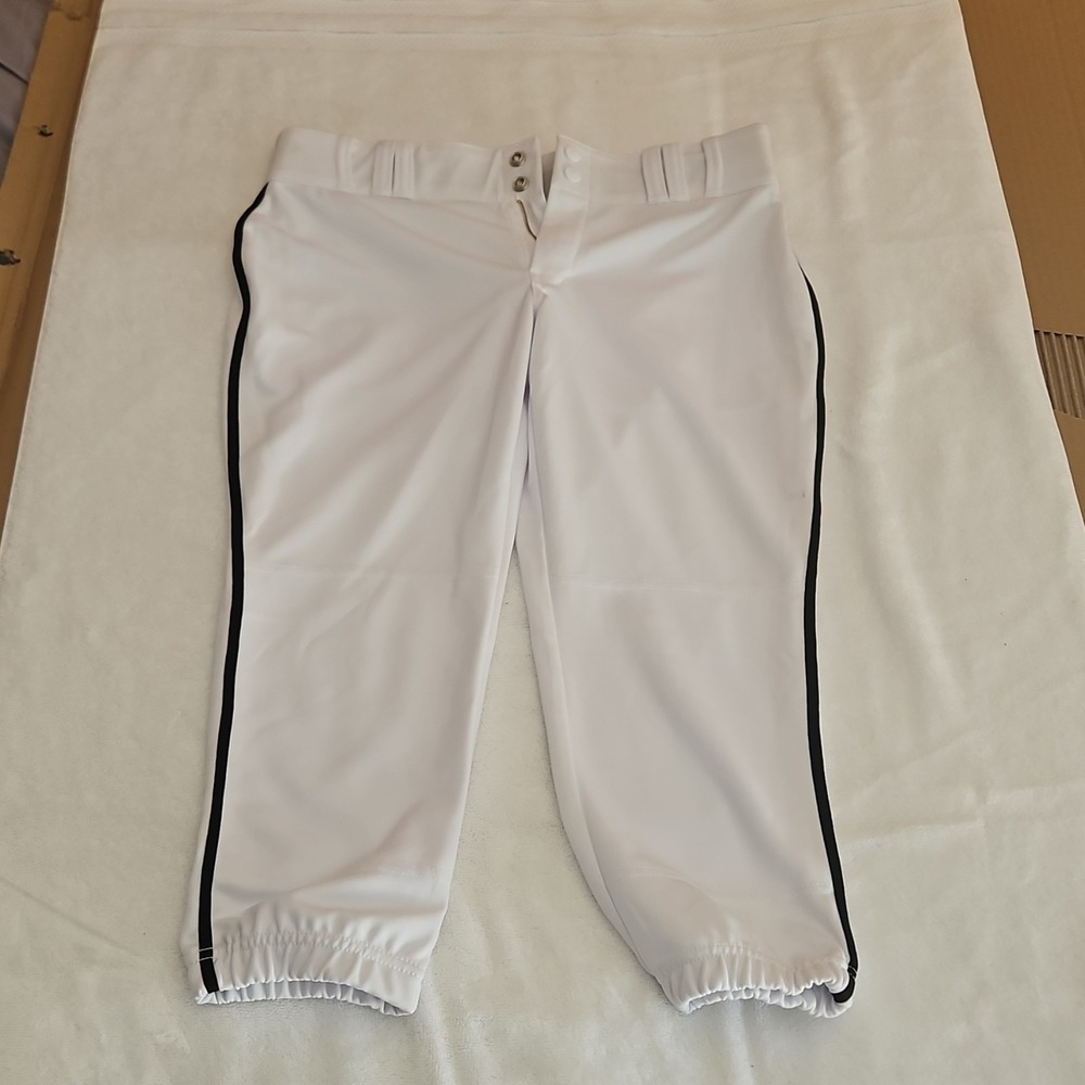 Champro Women M Fastpitch Softball Pants White Black Pipe BP11P New